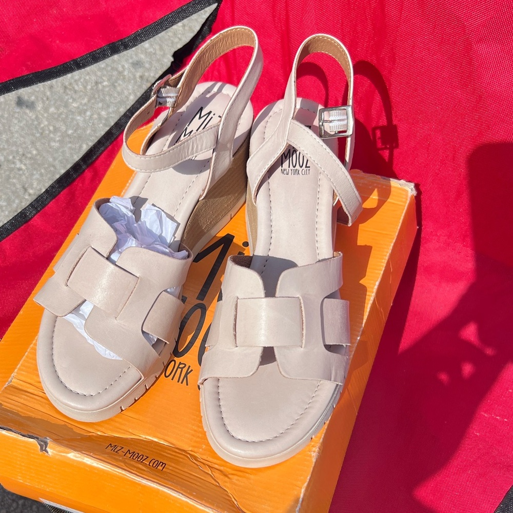 Miz Mooz Beige Wedge Sandals